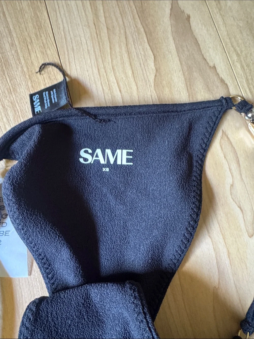 SAME Black Bikini Bottom with Gold Accent Straps